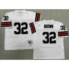 Men's Cleveland Browns #32 Jim Brown White 1964 Throwback Jersey