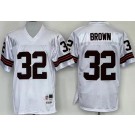 Men's Cleveland Browns #32 Jim Brown White Throwback Jersey