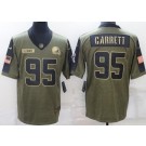 Men's Cleveland Browns #95 Myles Garrett Limited Olive 2021 Salute To Service Jersey