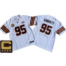 Men's Cleveland Browns #95 Myles Garrett Limited White Alternate C Patch FUSE Vapor Jersey