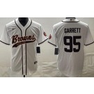 Men's Cleveland Browns #95 Myles Garrett Limited White Baseball Jersey