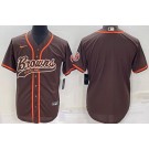 Men's Cleveland Browns Blank Brown Baseball Jersey