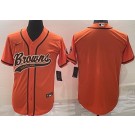 Men's Cleveland Browns Blank Orange Baseball Jersey