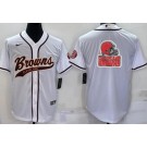 Men's Cleveland Browns Blank White Team Logo Baseball Jersey