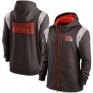 Men's Cleveland Browns Brown Gray Performance Sideline Lockup Full Zip Hoodie