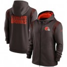 Men's Cleveland Browns Brown Performance Sideline Lockup Full Zip Hoodie