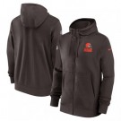 Men's Cleveland Browns Brown Sideline Club Performance Full Zip Hoodie