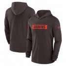 Men's Cleveland Browns Brown Sideline Hoodie Performance Long Sleeve T Shirt