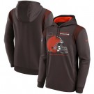 Men's Cleveland Browns Brown Sideline Logo Performance Pullover Hoodie