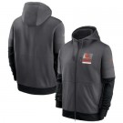 Men's Cleveland Browns Charcoal Sideline Impact Lockup Performance Full Zip Pullover Hoodie