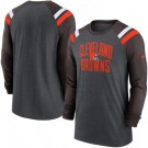 Men's Cleveland Browns Gray Brown Tri Blend Raglan Athletic Long Sleeve T Shirt
