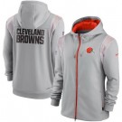 Men's Cleveland Browns Gray Performance Sideline Lockup Full Zip Hoodie