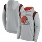 Men's Cleveland Browns Gray Sideline Logo Performance Pullover Hoodie