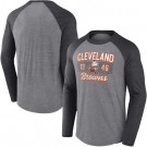 Men's Cleveland Browns Gray Tri Blend Raglan Athletic Long Sleeve T Shirt