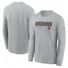 Men's Cleveland Browns White Sideline Infograph Lock Up Performance Long Sleeve T Shirt