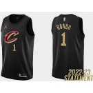 Men's Cleveland Cavaliers #1 Rajon Rondo Black Statement Icon Hot Press Jersey