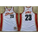 Men's Cleveland Cavaliers #23 Lebron James White 2003 Throwback Authentic Jersey