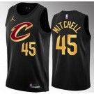 Men's Cleveland Cavaliers #45 Donovan Mitchell Black Statement Icon Heat Press Jersey