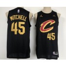 Men's Cleveland Cavaliers #45 Donovan Mitchell Black Statement Icon Sponsor Swingman Jersey