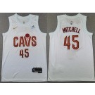 Men's Cleveland Cavaliers #45 Donovan Mitchell White 2024 Sponsor Swingman Jersey
