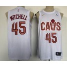 Men's Cleveland Cavaliers #45 Donovan Mitchell White Association Icon Sponsor Swingman Jersey