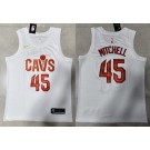 Men's Cleveland Cavaliers #45 Donovan Mitchell White Association Icon Swingman Jersey