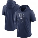 Men's Cleveland Guardians Navy Lockup Performance Short Sleeved Pullover Hoodie