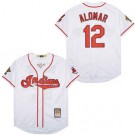 Men's Cleveland Indians #12 Roberto Alomar White Cooperstown Throwback Cool Base Jersey