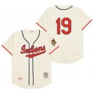 Men's Cleveland Indians #19 Bob Feller Cream 1948 Throwback Jersey