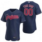 Men's Cleveland Indians Customized Navy Authentic Jersey