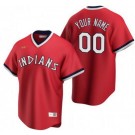 Men's Cleveland Indians Customized Red Cooperstown Collection Cool Base Jersey