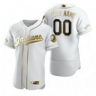 Men's Cleveland Indians Customized White Gold 2020 FlexBase Jersey