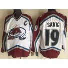Men's Colorado Avalanche #19 Joe Sakic White Throwback Jersey