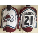Men's Colorado Avalanche #21 Peter Forsberg White Throwback Jersey