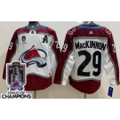 Men's Colorado Avalanche #29 Nathan MacKinnon White 2022 Stanley Cup Champions Authentic Jersey