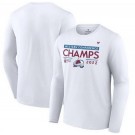 Men's Colorado Avalanche White 2022 Western Conference Champions Locker Room Long Sleeve T Shirt