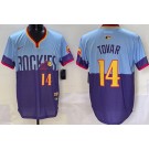 Men's Colorado Rockies #14 Ezequiel Tovar Blue Purple 2025 City Connect Limited Jersey
