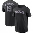 Men's Colorado Rockies #19 Charlie Blackmon Black Printed T Shirt 112561