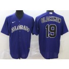 Men's Colorado Rockies #19 Charlie Blackmon Purple Cool Base Jersey