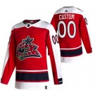 Men's Columbus Blue Jackets Customized Red 2021 Reverse Retro Authentic Jersey