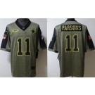 Men's Dallas Cowboys #11 Micah Parsons Limited Olive 2021 Salute To Service Jersey