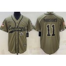 Men's Dallas Cowboys #11 Micah Parsons Limited Olive 2022 Salute To Service Baseball Jersey