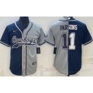 Men's Dallas Cowboys #11 Micah Parsons Navy Gray Split Baseball Jersey