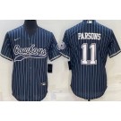 Men's Dallas Cowboys #11 Micah Parsons Navy Stripes Baseball Jersey