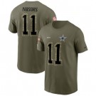 Men's Dallas Cowboys #11 Micah Parsons Olive 2022 Salute To Service T Shirt
