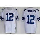 Men's Dallas Cowboys #12 Roger Staubach White Throwback Jersey