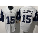Men's Dallas Cowboys #15 Ezekiel Elliott Limited White Throwback Vapor Jersey