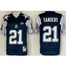 Men's Dallas Cowboys #21 Deion Sanders Navy 1992 Throwback Jersey
