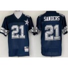 Men's Dallas Cowboys #21 Deion Sanders Navy 25th Throwback Jersey