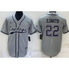 Men's Dallas Cowboys #22 Emmitt Smith Gray Baseball Jersey